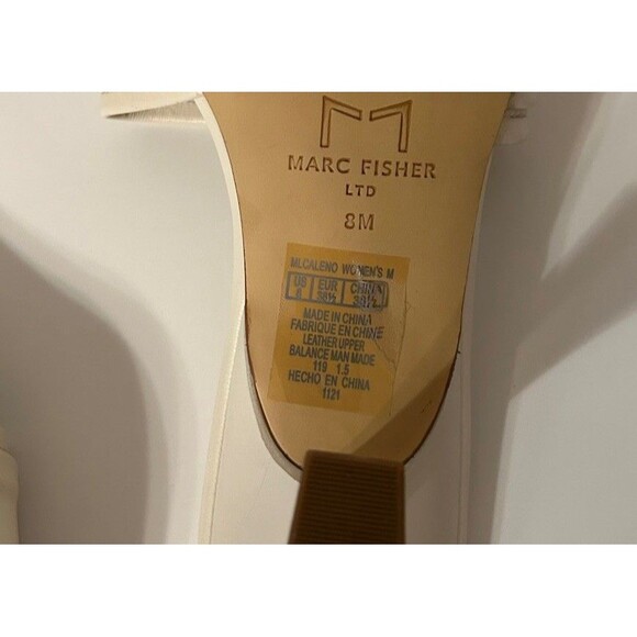 Marc Fisher ltd Caleno Leather Open Toe Kitten Heel Sandals Women Size 8 Ivory - Picture 6 of 8